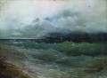 Barcos en el mar tormentoso amanecer 1871 Romántico Ivan Aivazovsky ruso